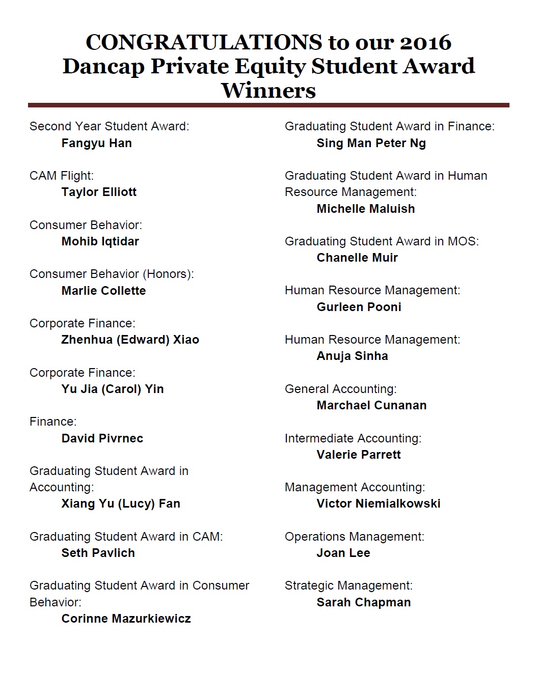 Dancap Award Winner Listing