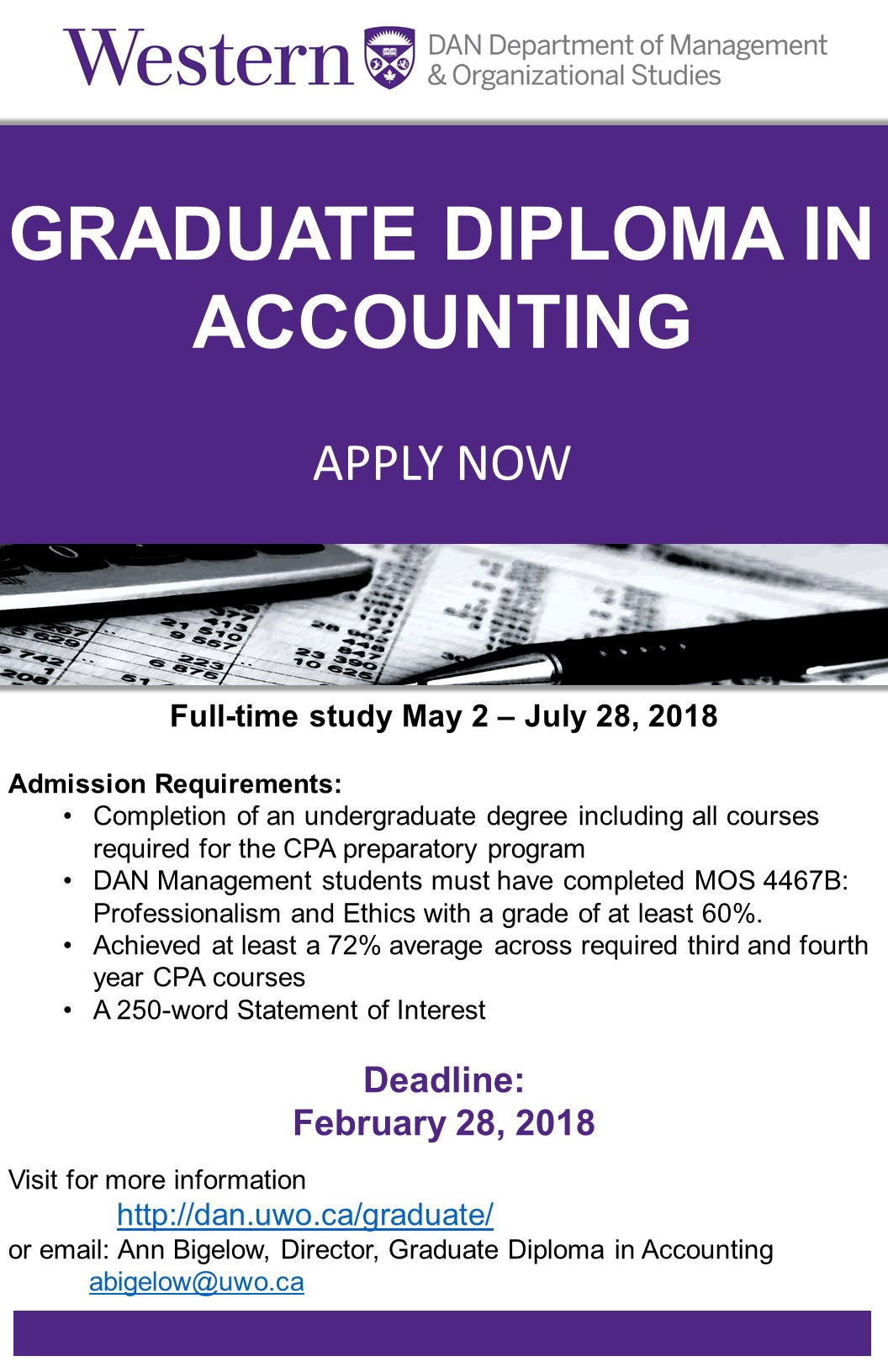 Graduate Diploma upcoming deadline: Feb 28