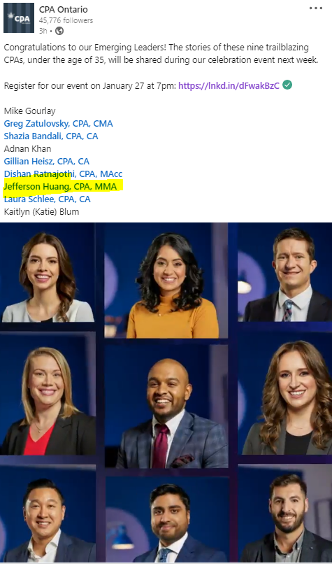 Jefferson Huang, Alumni, CPA Emerging Leaders Award