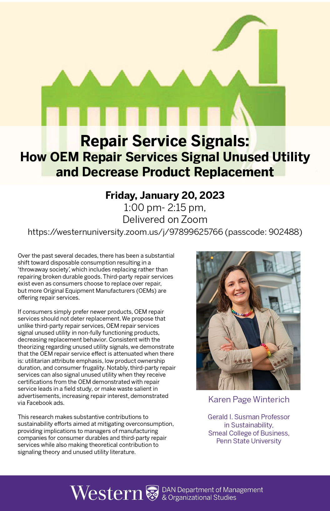 Poster for Karen Page Winterich event